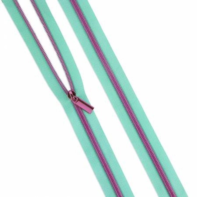 Raindrop #5 Nylon Tula Pink Coil Zipper 3yds And 9 Pulls