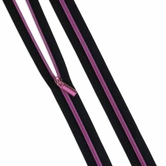 Sallie Tomato Black #5 Nylon Tula Pink Coil Zipper 3yds And 9 Pulls