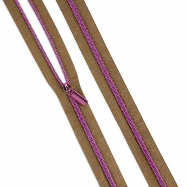 Natural #5 Nylon Tula Pink Coil Zipper 3yds And 9 Pulls