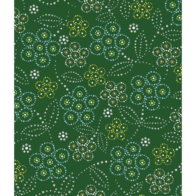 Full Moon Rising Allover by Betty Albert, Green, $0.20 per cm or $20/m