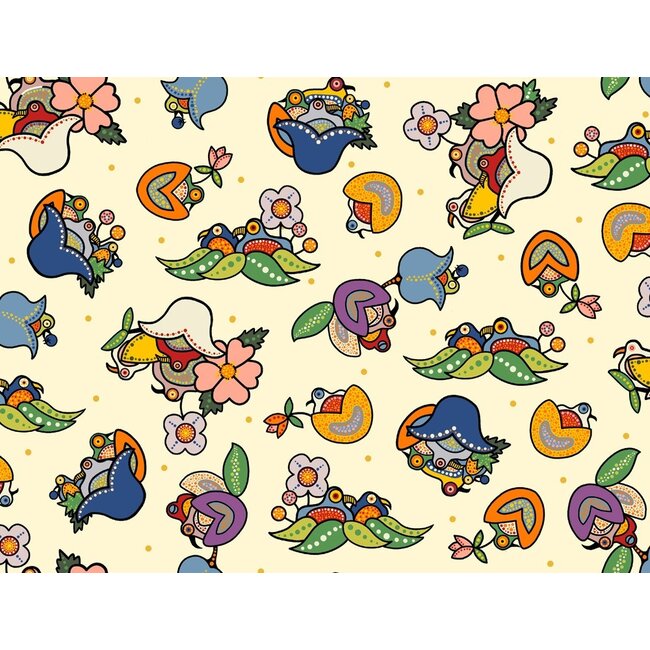 Tree of Life by Donna The Strange, Birds in Nest, Cream, $0.20 per cm or $20/m