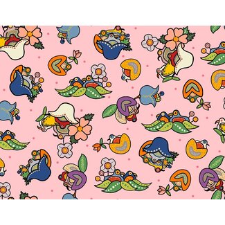Windham Fabrics Tree of Life by Donna The Strange, Birds in Nest, Pink, $0.20 per cm or $20/m