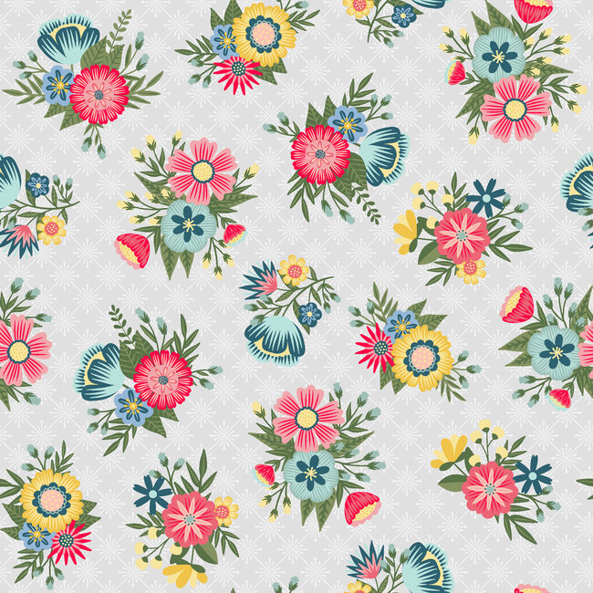Vintage Flora, Lattice Floral, Grey (MAS10331-K) $0.22 per cm or $22/m