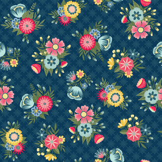 Maywood Vintage Flora, Lattice Floral, Dark Blue (MAS10331-N) $0.22 per cm or $22/m