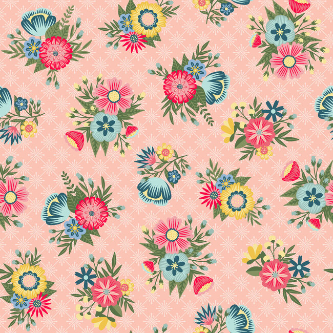 Vintage Flora, Lattice Floral, Pink (MAS10331-P) $0.22 per cm or $22/m