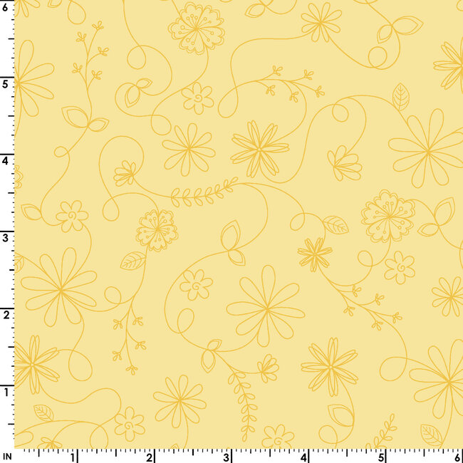 Vintage Flora, Swirl Flower, Yellow (MAS10334-S) $0.22 per cm or $22/m