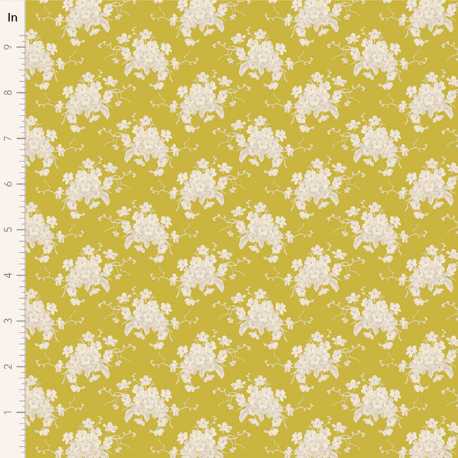 Sunday Brunch, White Flower, Sour Yellow $0.22/cm or $22/m