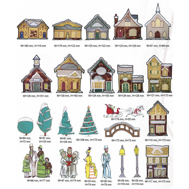 Christmas Village Collection Hoop size 5"x7"