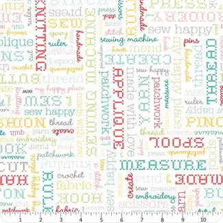 Riley Blake Designs My Happy Place, Canvas, My Happy Place Text, Cloud, $0.30/cm or $30/m