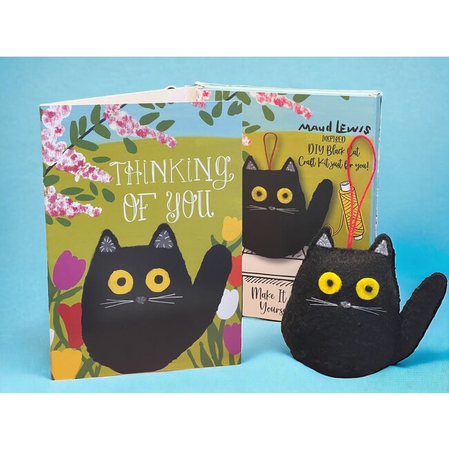 Greeting Card with DIY Maud Lewis-inspired Black Cat Ornament