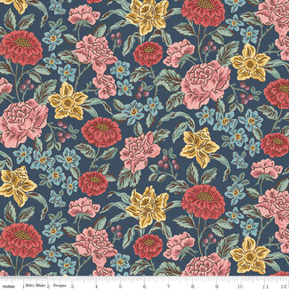 Riley Blake Designs Jane Austen, Emma, C16530, Hartfield, Navy, $0.24/cm or $24/m