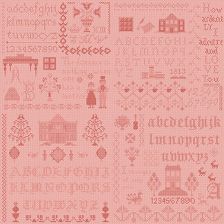 Riley Blake Designs Jane Austen, C13786, Meryton Sampler, Coral, $0.24/cm or $24/m