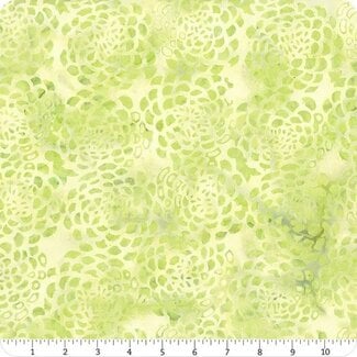 Island Batik Full Bloom Batiks,721403014, Light Green Peonies, $0.20/cm or $20/m