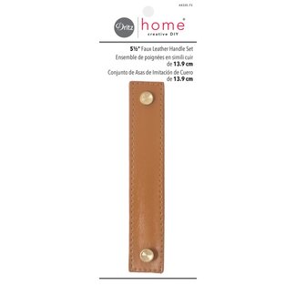Dritz 5-1/2" Faux Leather Handle Set, Ocher Brown