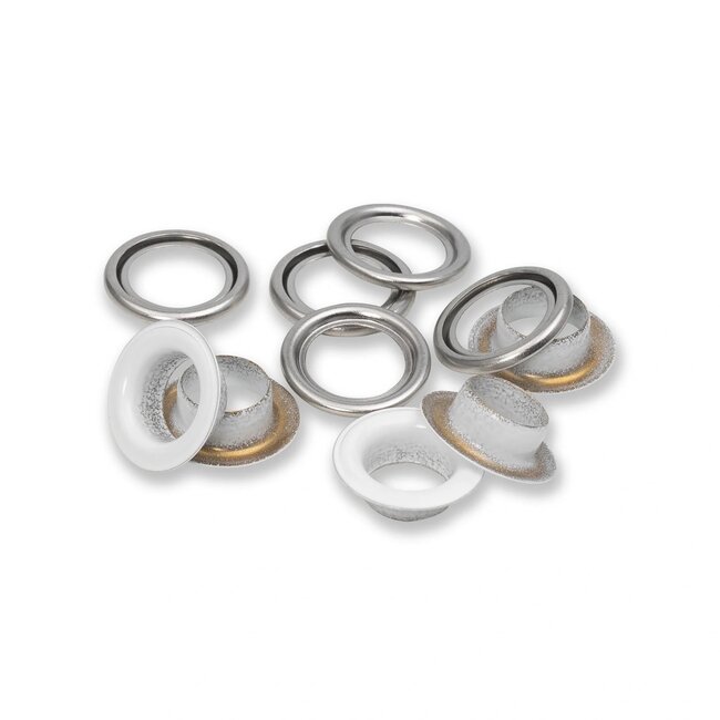 Eyelets with washers 11 mm white 20pc