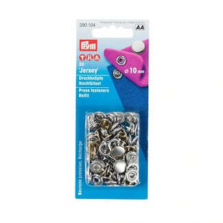 Prym JERSEY 10 mm refill silver cap 20pc