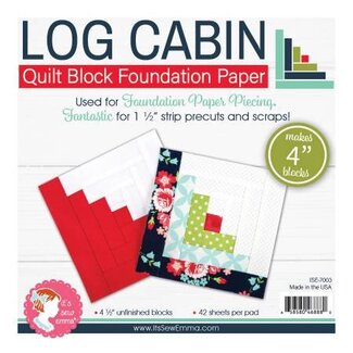 It's Sew Emma Log Cabin Quilt Block Foundation Paper Piecing Pad, 42 sheets, 4in blocks