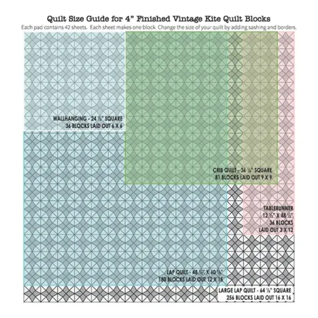 Vintage Kite Foundation Paper Piecing Pad, 42 blocks, 4in