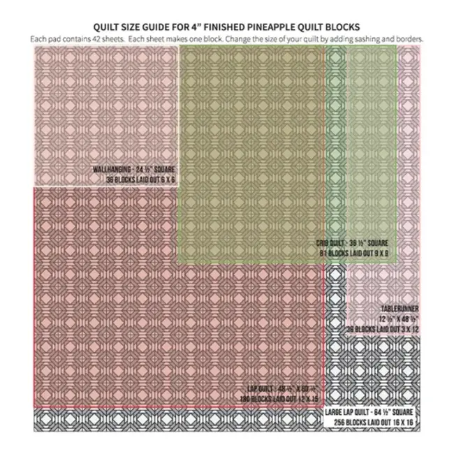 Pineapple Foundation Paper Piecing Pad, 42 blocks, 4in