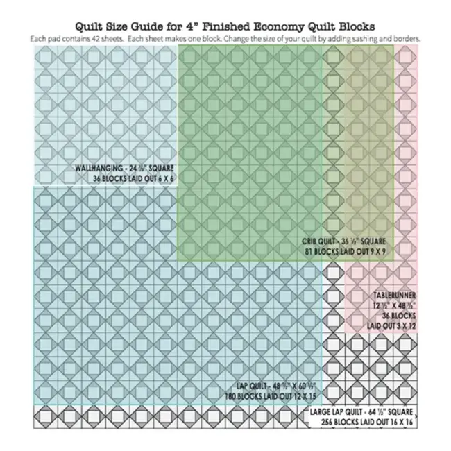 Economy Quilt Block Foundation Paper Piecing Pad, 42 blocks, 4in