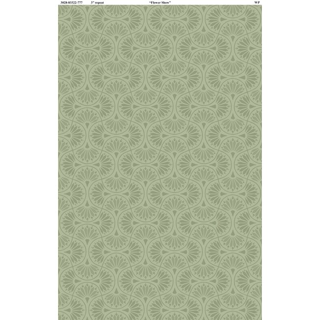 Peach Whispers, Tiled Fans Green, 0.24/cm or $24/m
