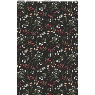 Wilmington Prints Peach Whispers, Small Flower Toss Black, 0.24/cm or $24/m