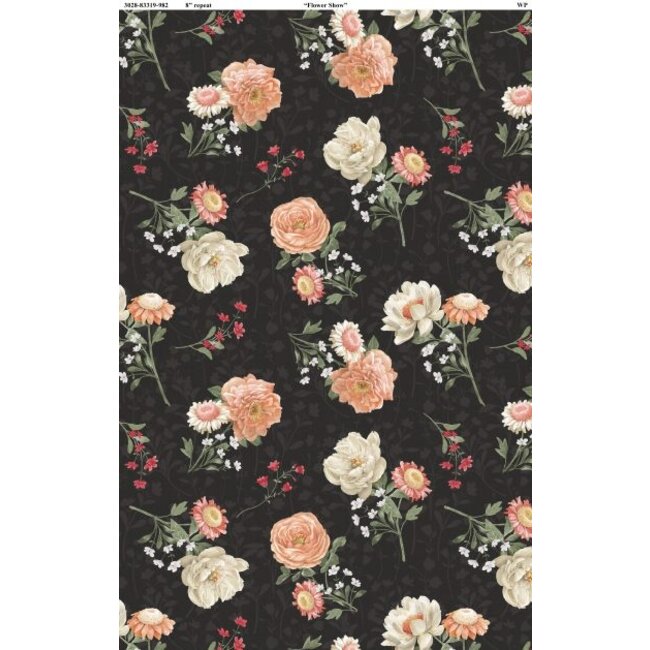 Peach Whispers, Bouquet Toss Black, 0.24/cm or $24/m