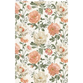 Wilmington Prints Peach Whispers, Packed Flowers on Cream, 0.24/cm or $24/m