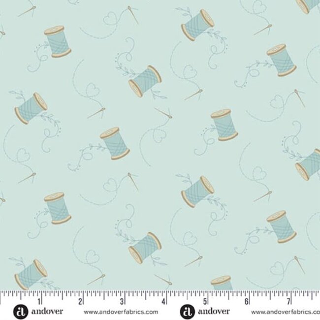 Sewing Bird, Needle and Thread, A1605-Lake, $0.24/cm or $24/m