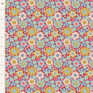 Tilda Wallflower, Lauren, Burgundy, $0.24/cm or $24/m