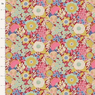 Tilda Wallflower, Burgundy, $0.24/cm or $24/m