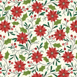 Marcus Fabrics Make It Merry, Poinsettias, $0.24/cm or $24/m