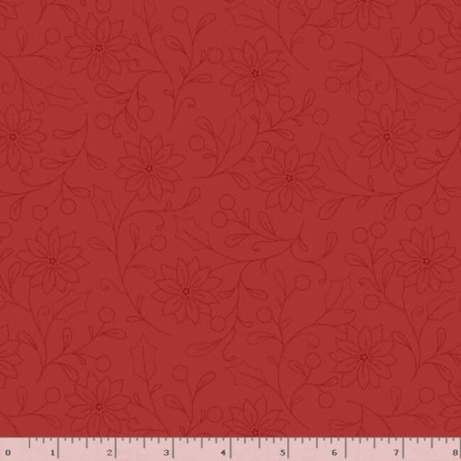 Make It Merry, Dotted Floral, Red, $0.24/cm or $24/m