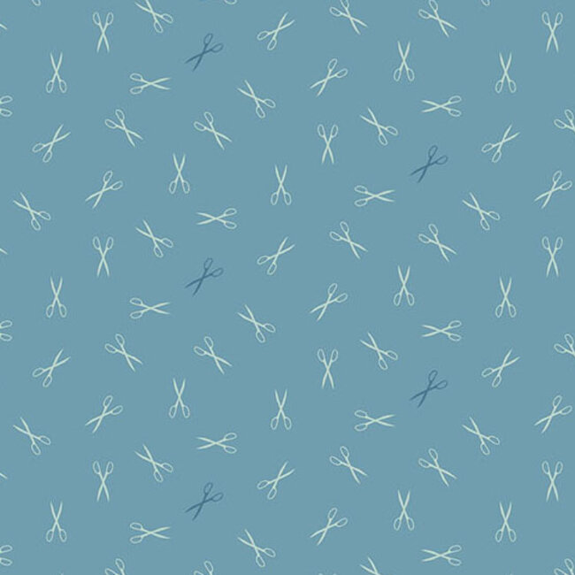 Sewing Bird, Good Scissors, A1612-Azure, $0.24/cm or $24/m