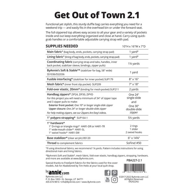 Get Out of Town 2.1 Pattern