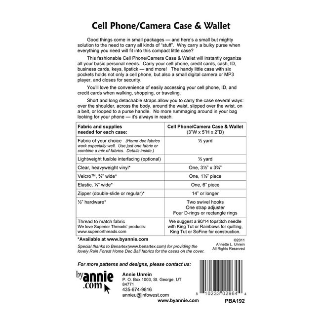 Cell Phone/Camera Case & Wallet Pattern