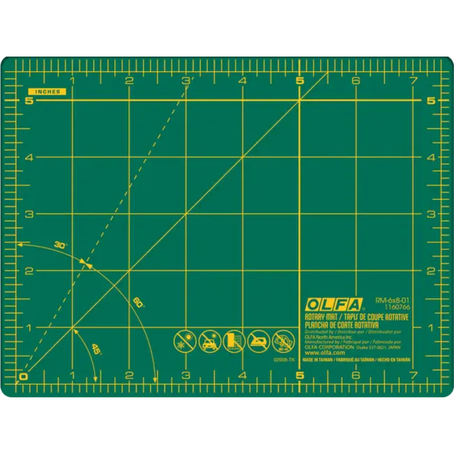 6" x 8" Green Double-Sided, Self-Healing Rotary Mat