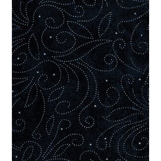 Quilter's Choice Wide Back, Scrolls, Navy, $0.30/cm or $30/m