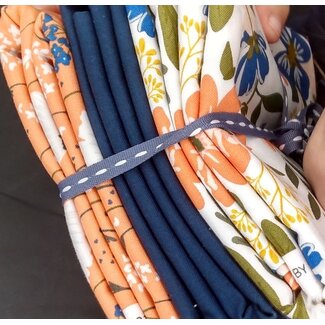 3 Meter Bundle Peach Florals with Navy