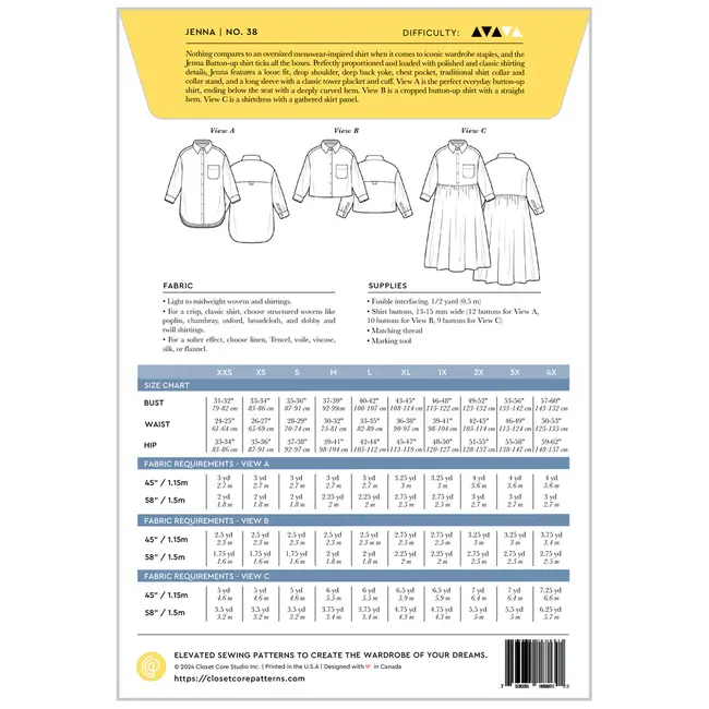 Jenna Shirt and Shirtdress 0-20