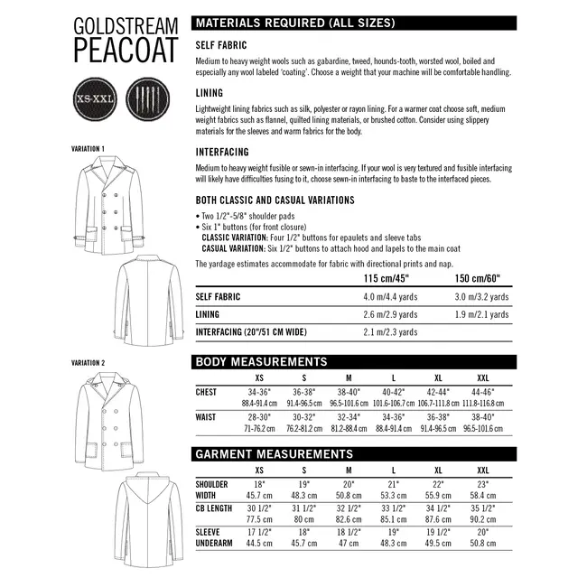 Goldstream Peacoat Pattern 0-20