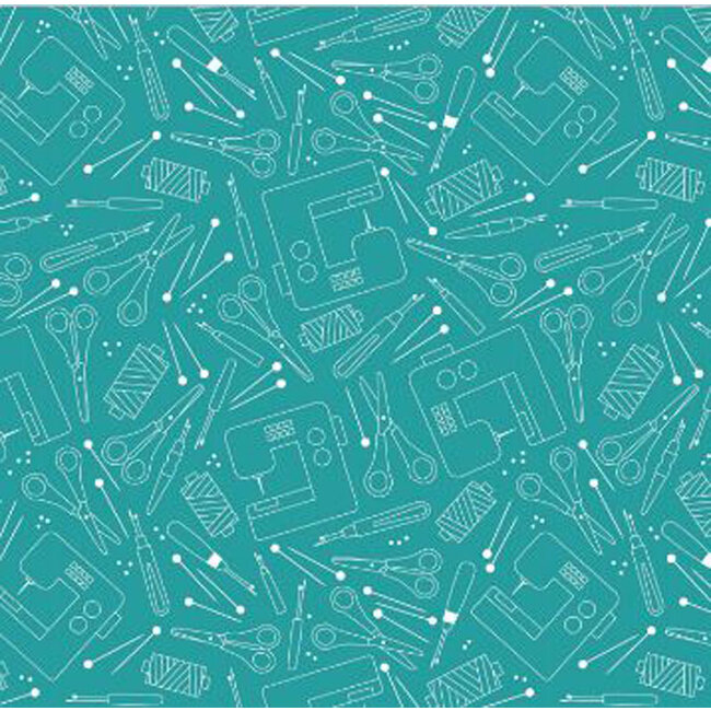 Happy Notes 108" By Contempo Studio For Benartex - Teal