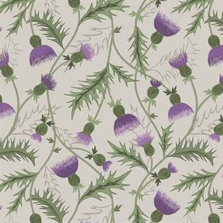Wide Widths 108" (New) By Lewis & Irene - All Over Thistle On Cream
