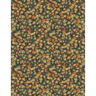 Wilmington Prints Glorious Fall, Leaves, Blue, $0.24/cm or $24/m