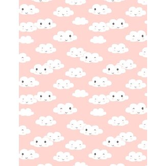 Wilmington Prints Rainbow Dreams, Clouds All Over, Pink, $0.24/cm or $24/m