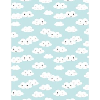 Wilmington Prints Rainbow Dreams, Clouds All Over, Blue, $0.24/cm or $24/m