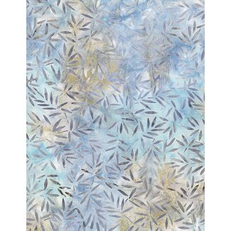 Wilmington Prints Del Mar, Bamboo Leaves, Blue and Tan, $0.26/cm or $26/m