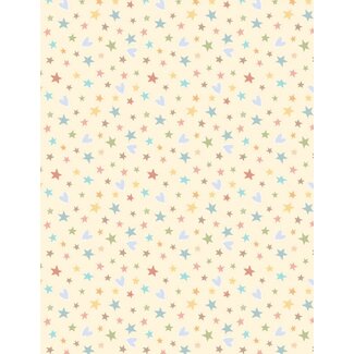 Wilmington Prints Rainbow Dreams, Stars and Hearts, Yellow, $0.24/cm or $24/m