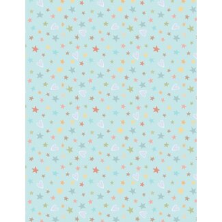 Wilmington Prints Rainbow Dreams, Stars and Hearts, Blue, $0.24/cm or $24/m