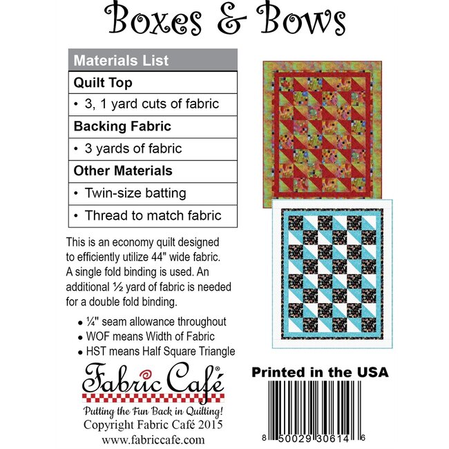 Boxes & Bows - 3 yard quilt pattern